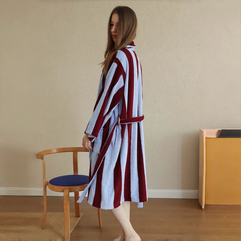 Vintage Cabana Stripe Cotton Bath Robe image number 4