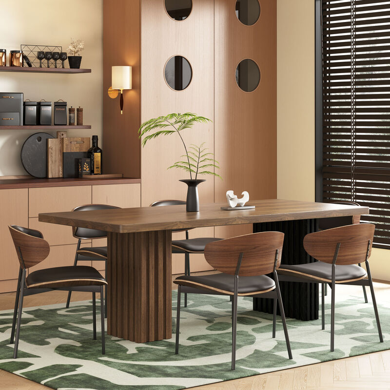 Wooden Dining Table with Brown & Black Wooden Legs 70.8" Brown