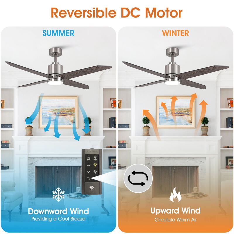 52 in. Sand Nickel Integrated LED 6-Speed Ceiling Fan with Light and Remote
