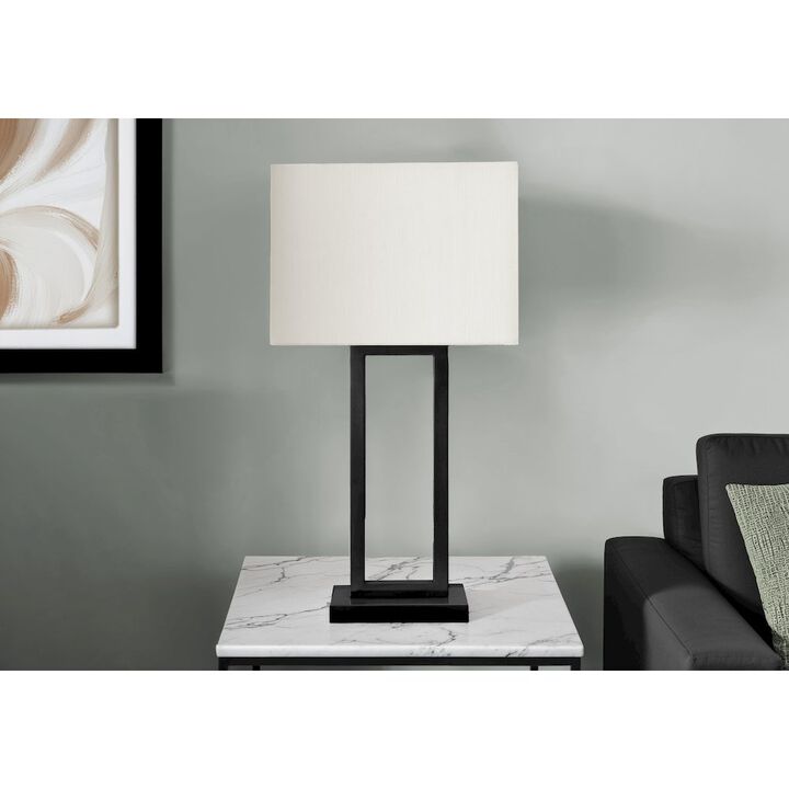 Lighting, Table Lamp, Usb Port Included, 28"H, Black Metal, Ivory / Cream Shade
