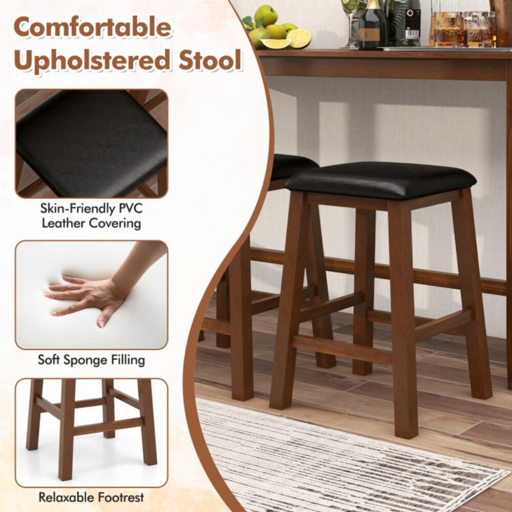 Hivvago 4-Piece Bar Table Set Counter-Height Table and 3 PVC