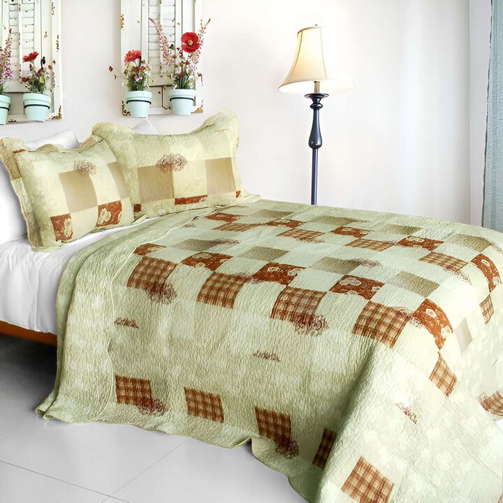 Vermicelli Quilted Cotton Printed Quilt Set Queen Size Only You Design Set