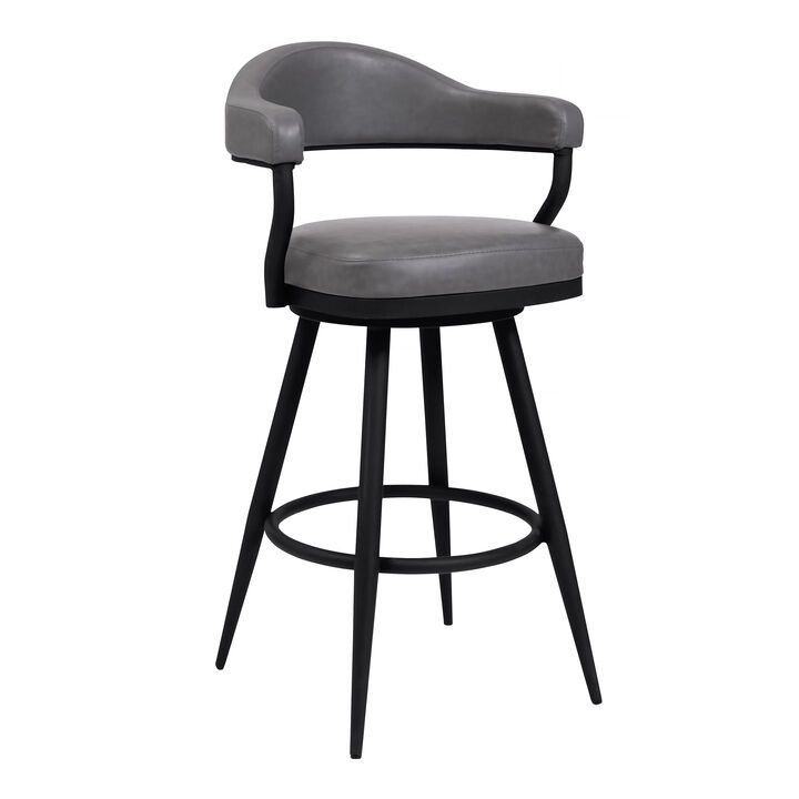 Vegan Faux Leather Counter Stool, Metal Legs- Benzara