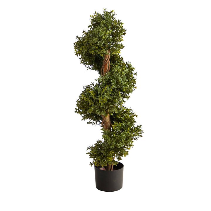 Nearly Natural 33-in Boxwood Topiary Spiral Artificial Tree (Indoor/Outdoor)