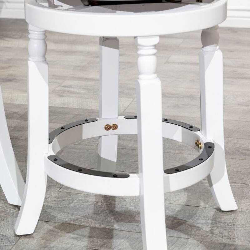 Streamdale 30" Barstool, White Finish, Charcoal Fabric Seat