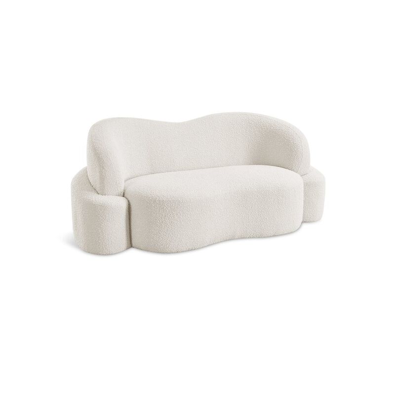 Meridian Furniture Principessa Cream Boucle Fabric Loveseat