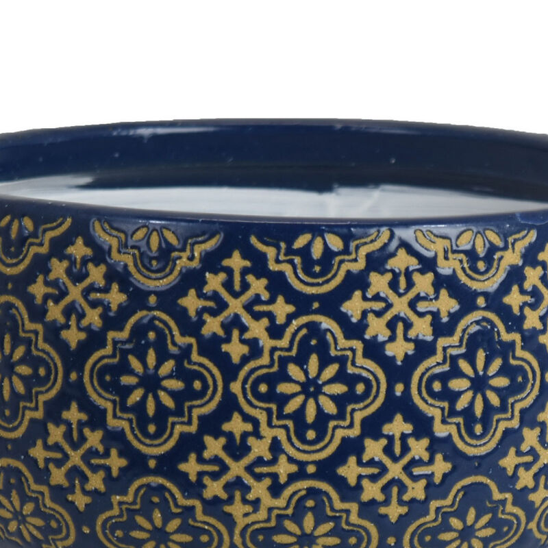 Hea Decorative Planter, Blue Gold Moroccan Pattern Footed Bowl, 9 Inch image number 5