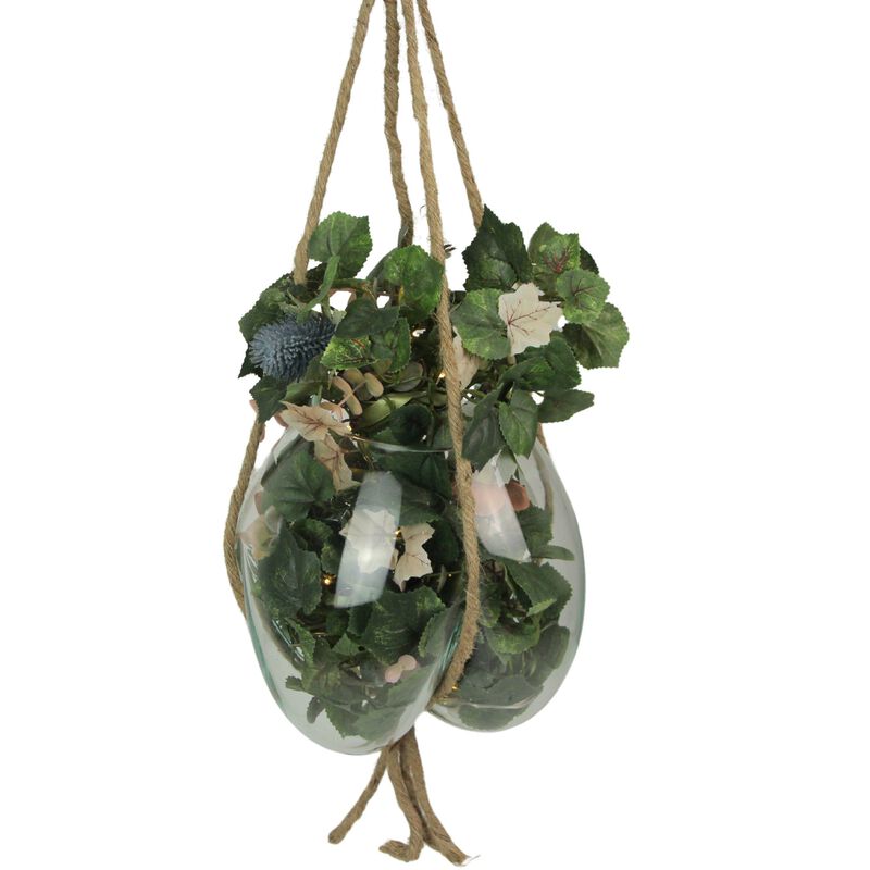 Hanging Molten Glass Terrarium Planter, 9x9 Inch, Handmade image number 3