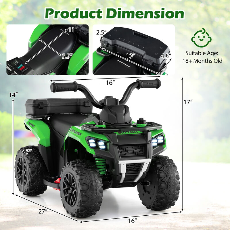 6V Electric Kids Ride-On ATV with Spray Feature, Storage Box and Music image number 2