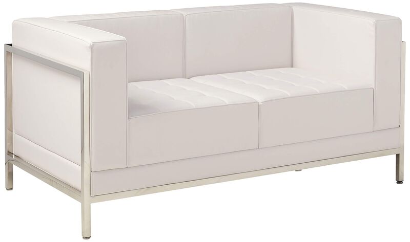 Flash Furniture HERCULES Imagination Series Contemporary White LeatherSoft Loveseat with Encasing Frame image number 0