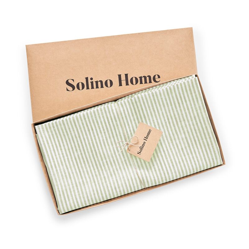 Solino Home 100% Pure Linen Round Tablecloth - Narrow Stripe