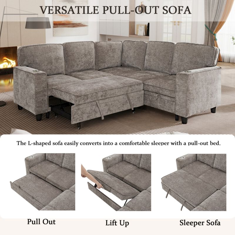 Timlod L-Shaped Pull-Out Sectional Sleeper Sofa image number 2