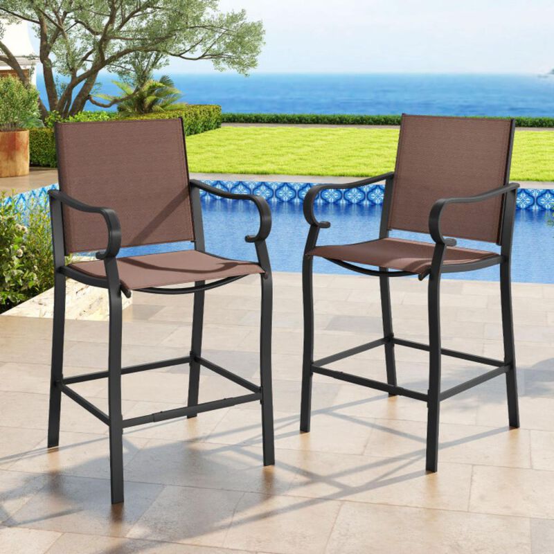 Hivvago Outdoor Counter Height Bar Stools with Breathable Mesh Fabric