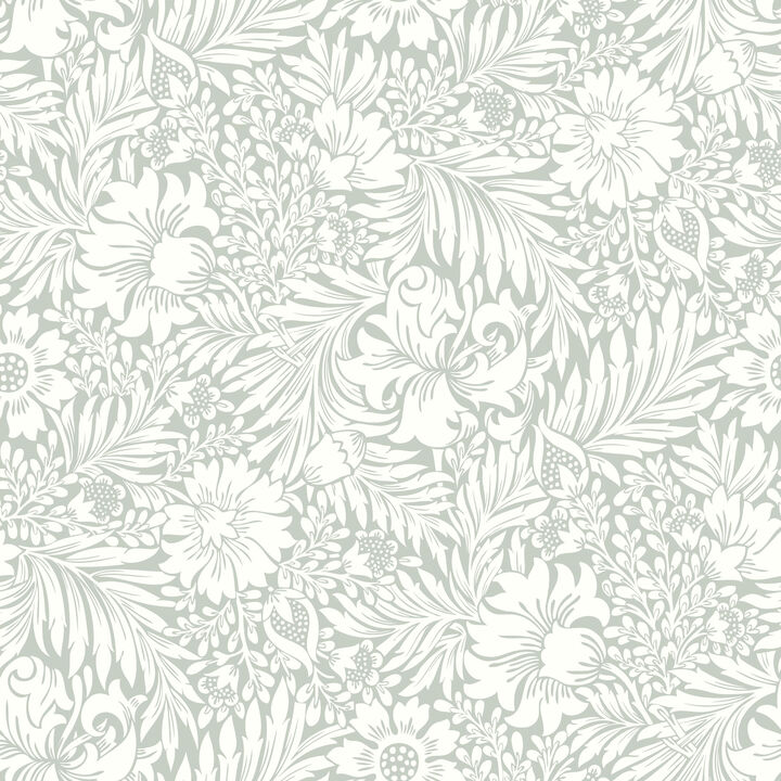 Modern Acanthus Vintage Duck Egg Peel & Stick Wallpaper