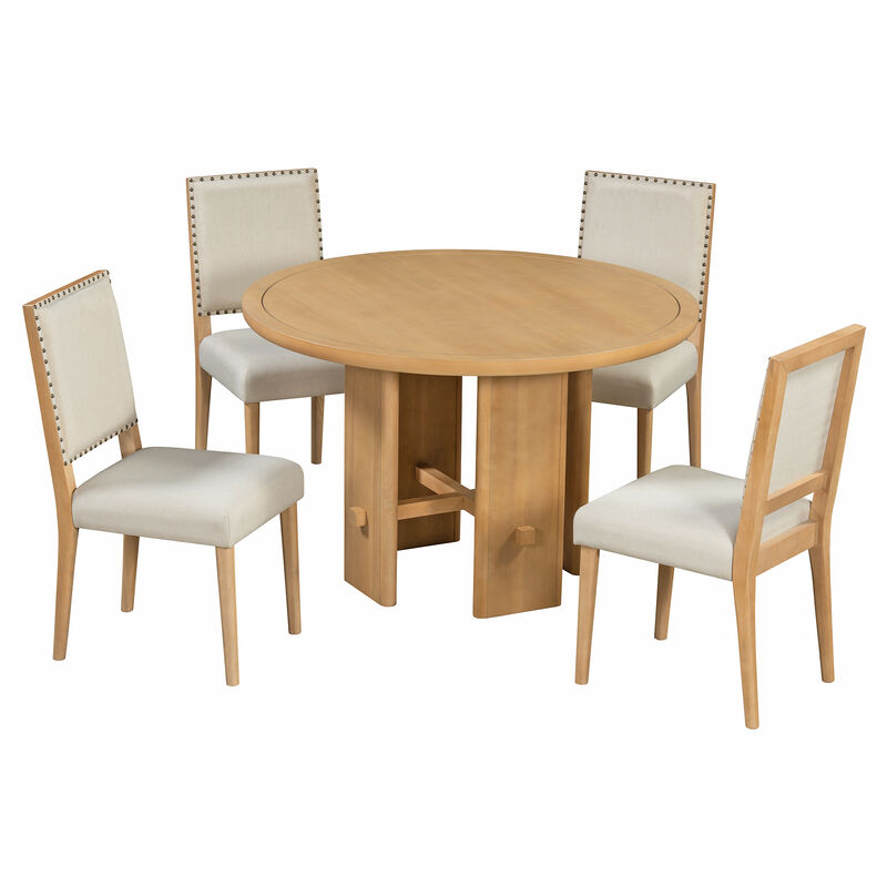 Merax 5-Piece Round Dining Table Set for 4