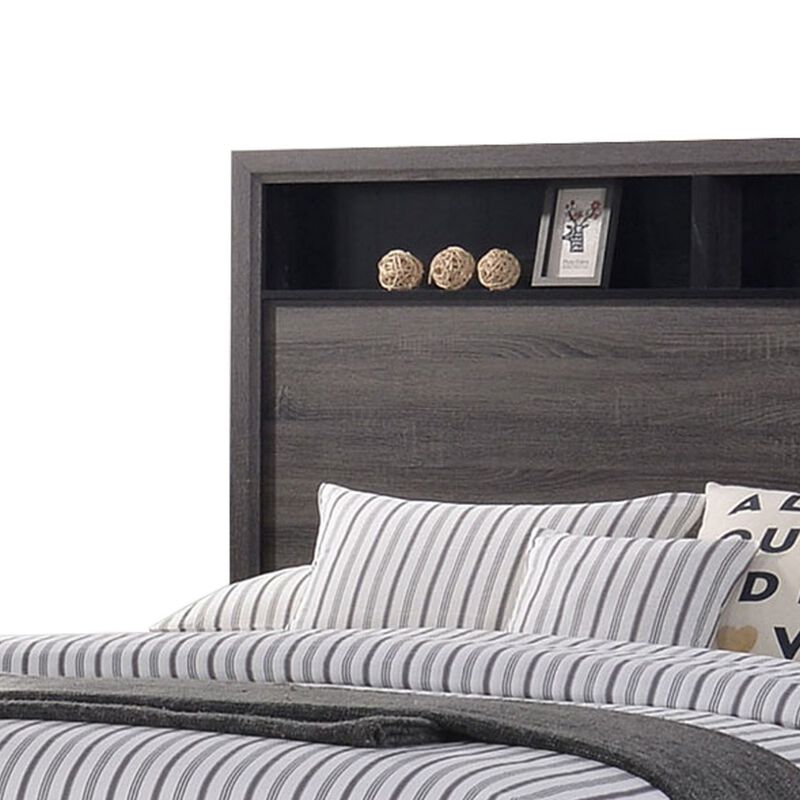 Queen Bedroom Set in Gray & Black Wood &ndash; 3 Piece Set with 2 Nightstands image number 5