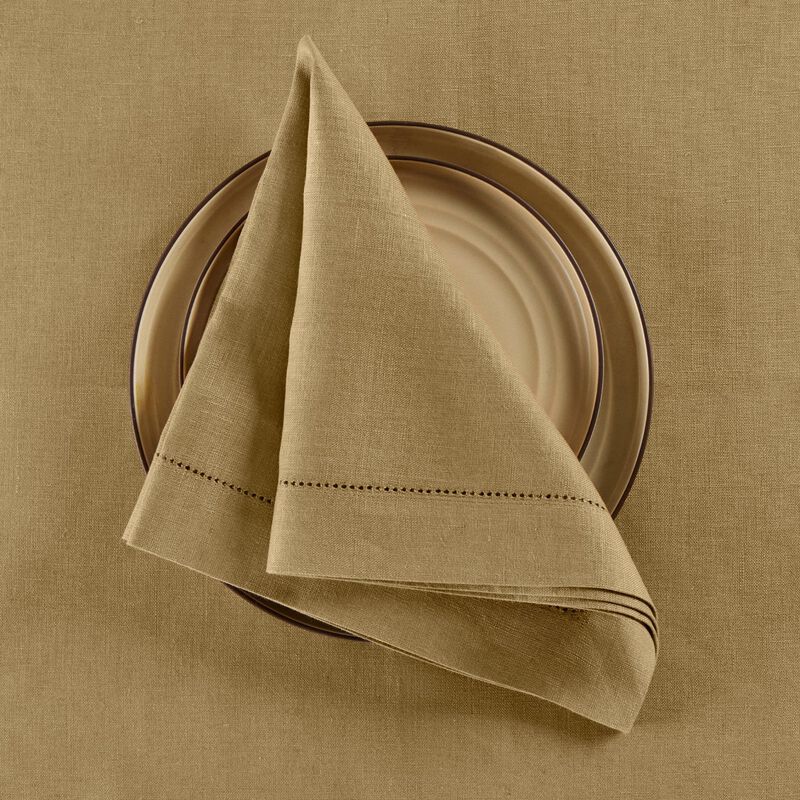Solino Home 100% Pure Linen Dinner Napkins Set of 4 - Medium Weight Hemstitch