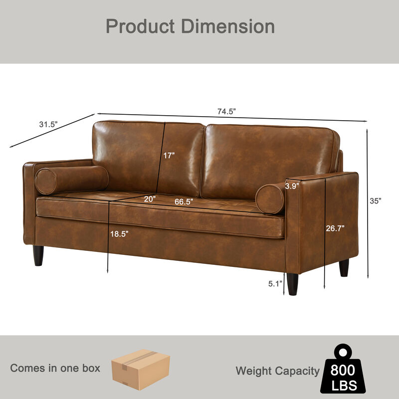 Galglo Breathable Faux Leather Couch image number 9