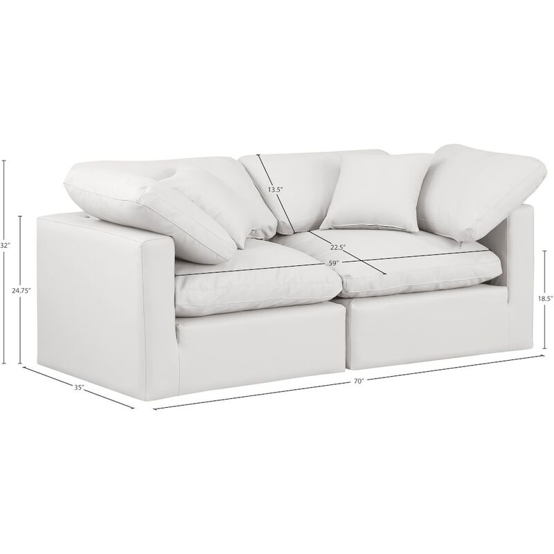 Meridian Furniture Indulge Cream Vegan Leather Modular Sofa