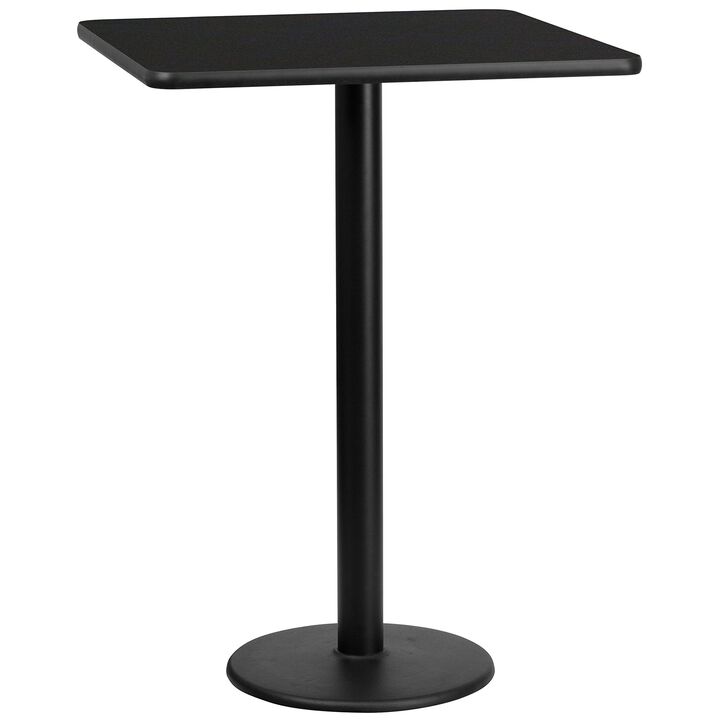 Flash Furniture Stiles 30'' Square Black Laminate Table Top with 18'' Round Bar Height Table Base