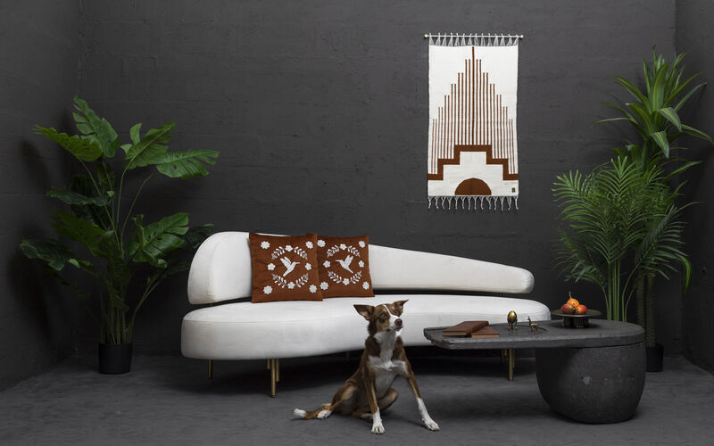 COLIBR&Iacute; Hand Embroidered Decorative Pillows in Terracota Velvet by ANDEAN, Set of 2, In Stock