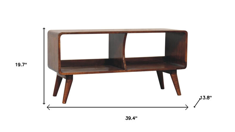 HomeRoots 39" Brown Solid Wood Enclosed and Open Storage TV Stand image number 6