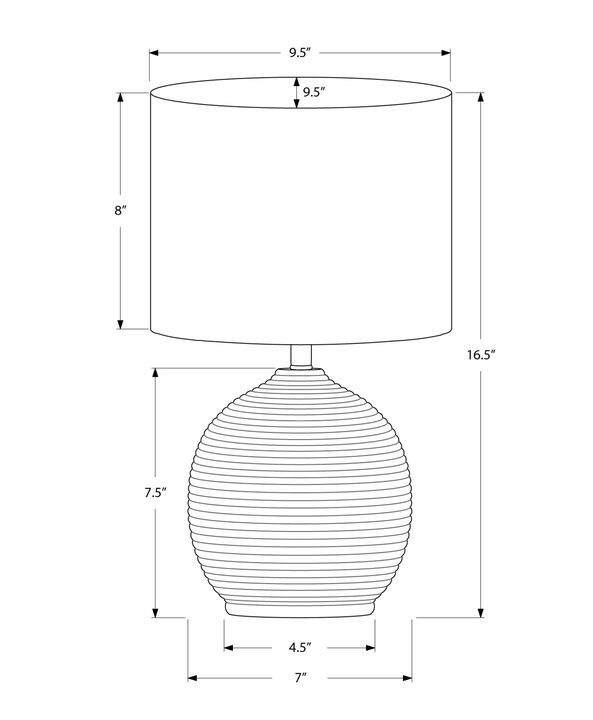 Monarch Specialties 9764, Black Cream, Contemporary Lighting 16" H Table Lamp Resin Ivory Shade, 9.5" L x 9.5" W x 16.5" H