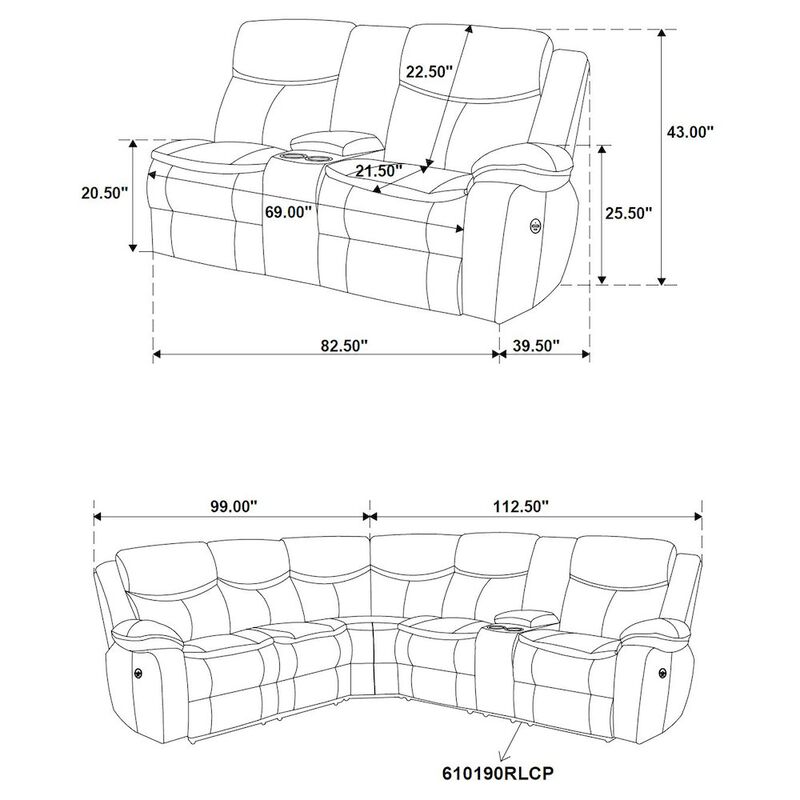 Coaster Co. of America Sycamore Upholstered Power Reclining Sectional Sofa Brown image number 1