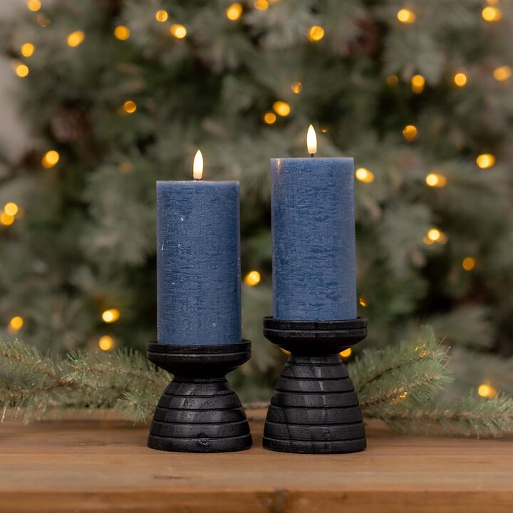 Decorative Blue Pillar Candles, Set of 2 for Mantel, Table, or Entryway Styling