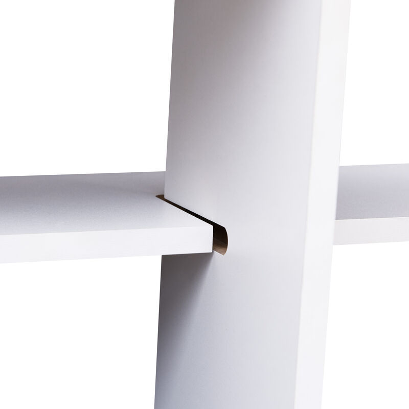 3-Tier Rustic Hanging Wall Mount Floating Ladder Accent Shelf with Criss Cross Asymmetrical Modern Design