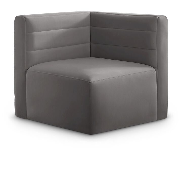 Meridian Furniture Quincy Grey Velvet Modular Corner Chair