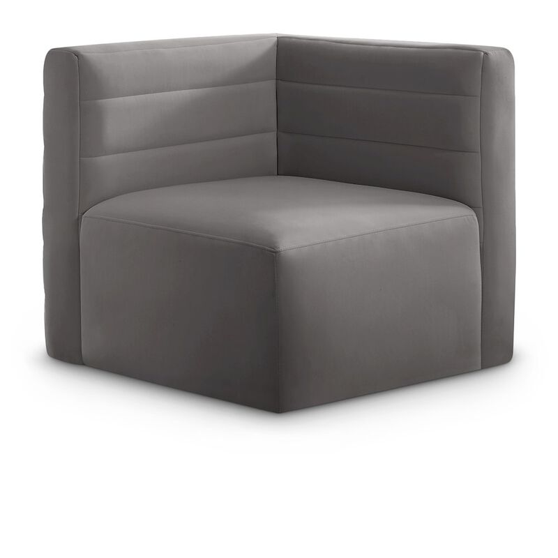Meridian Furniture Quincy Grey Velvet Modular Corner Chair