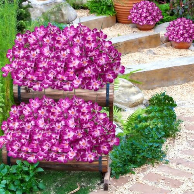 6 Bundle Fuchsia Artificial Outdoor Plants UV Resistant Vase Filler image number 3