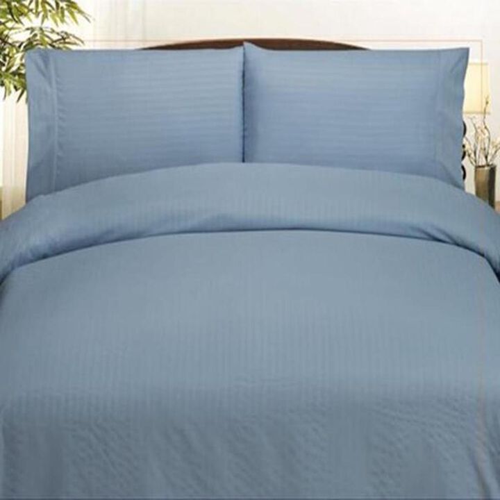 Plazatex Embossed Dobby Stripe Microfiber Comforter Bed In A Bag Set - King 102x86", Light Blue