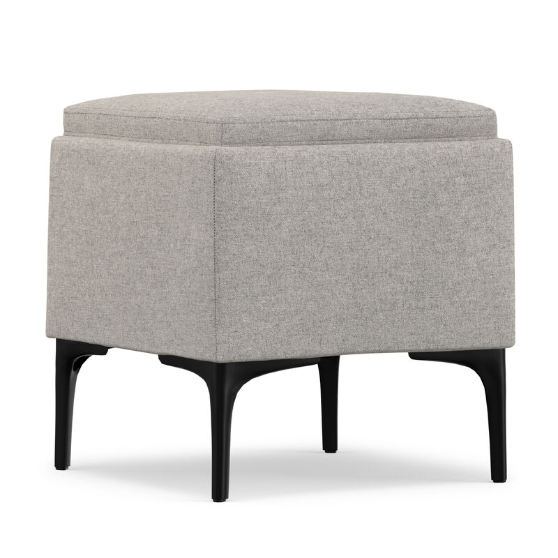 Natasha 18 inch Wide Mid Century Square Mid&nbsp;Century Storage Ottoman with Tray in Cloud Grey Polyester Linen, Assembled image number 6