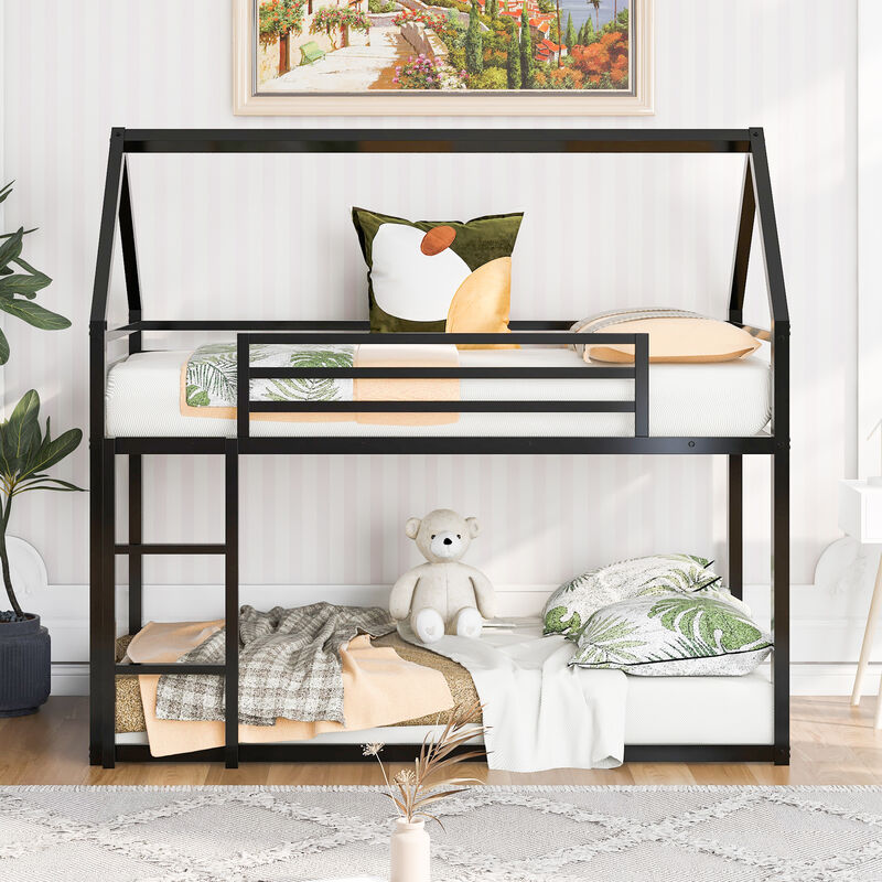 Merax House Bunk Bed with Built-in Ladder
