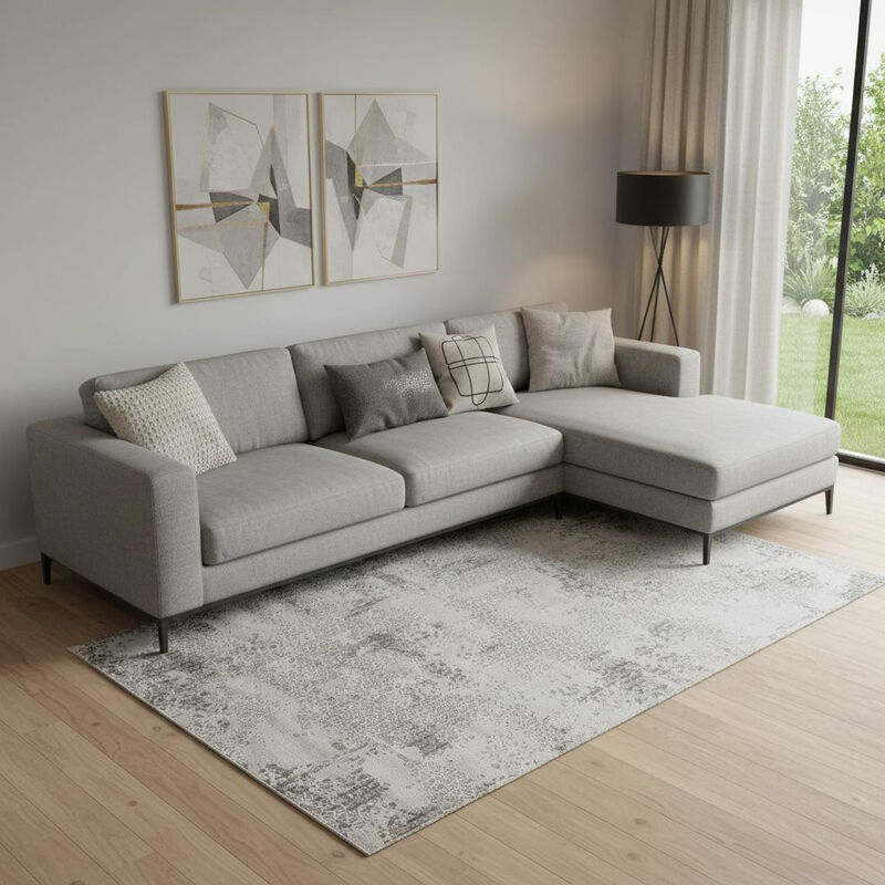 HomeRoots Abstract Distressed Area Rug With Fringe image number 1