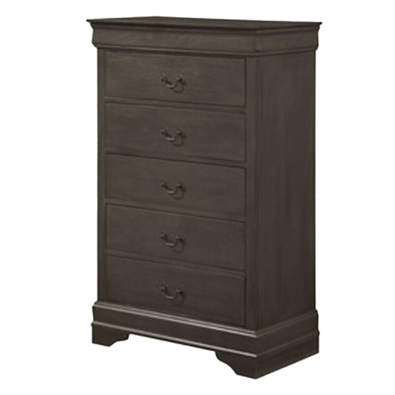 Fy Three Piece Full Size Bedroom Set, Modern Brass Metal Handles, Stained Gray - Benzara