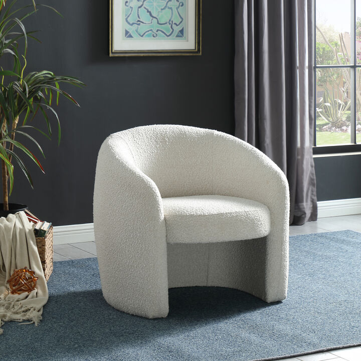 Meridian Furniture Acadia Cream Boucle Fabric Accent Chair
