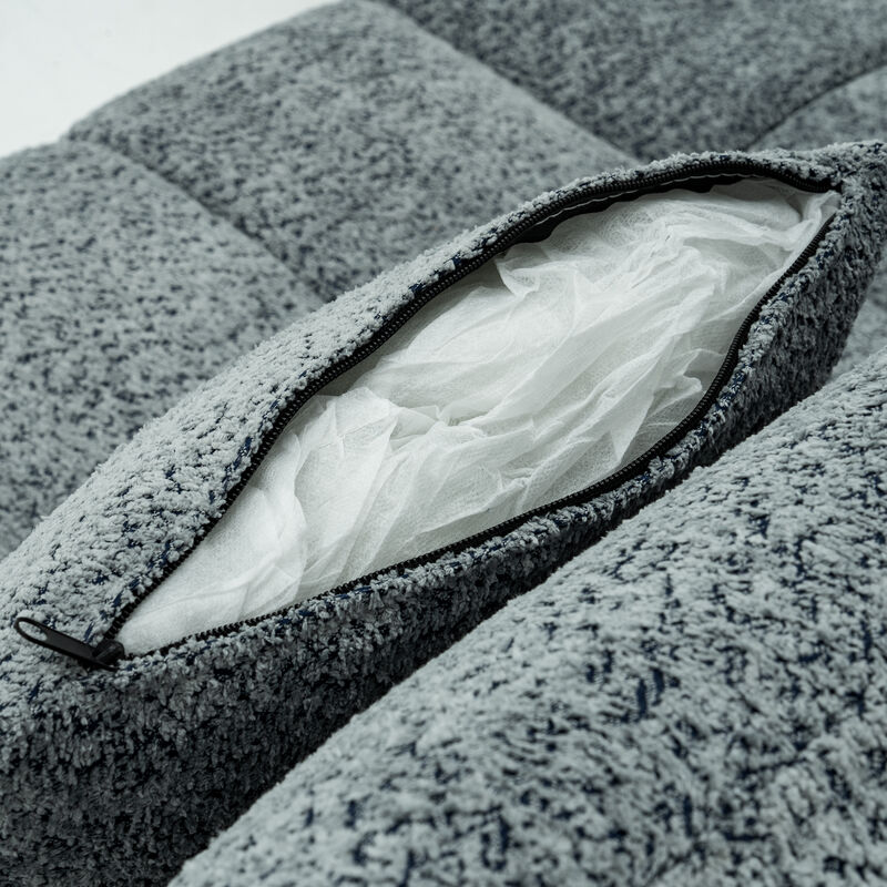 FUFU&GAGA Modern L-Shaped Sofa Set with Ottoman, Includes 2 Pillows, Textured Fabric, (110.2 in. W x 61 in. D x 35.4 in. H), Gray