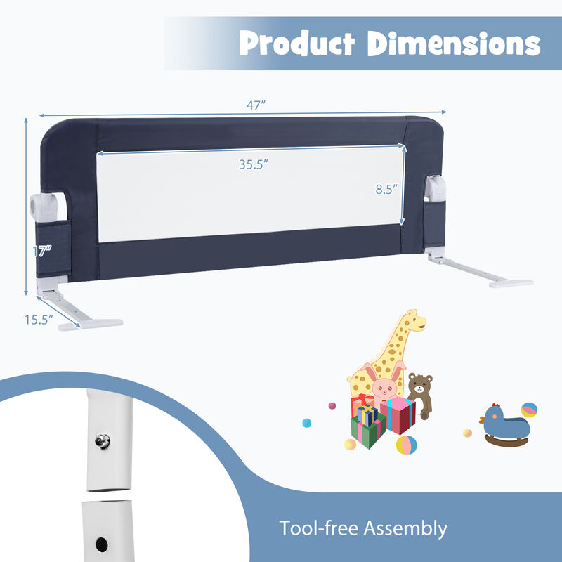 Baby Bed Guard Rail with Foldable Swing Down Design for Child Safety image number 2