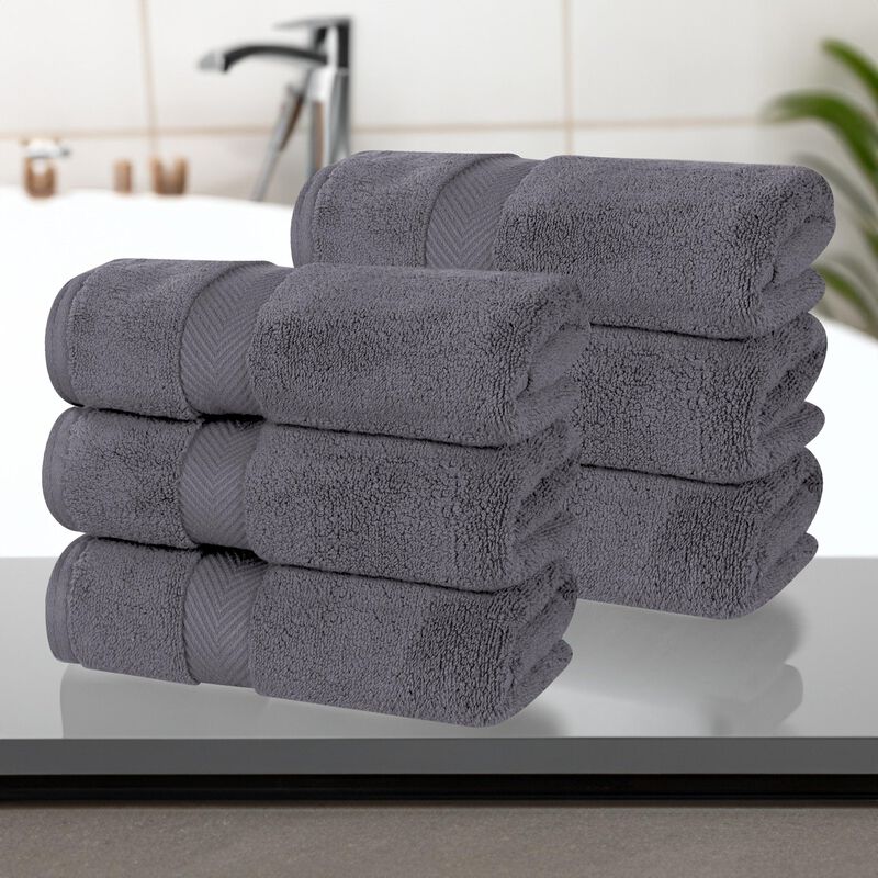 6 Piece Hand Towel Set in Zero Twist Cotton for Bathroom and Guest Use image number 1