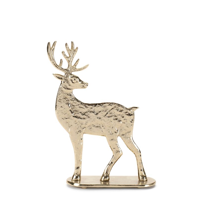 Set of 2 Metal Deer Decor Figures for Holiday Tabletop or Mantel Display