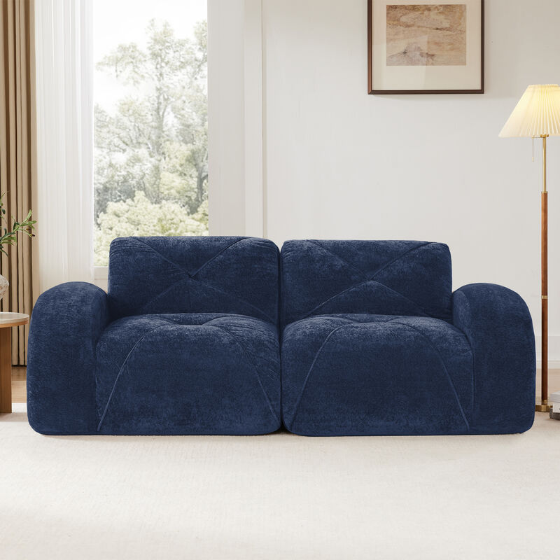 Merax 2-Seater Tufted Sofa Couches with boneless Loveseats Soft Velvet Fabric image number 2