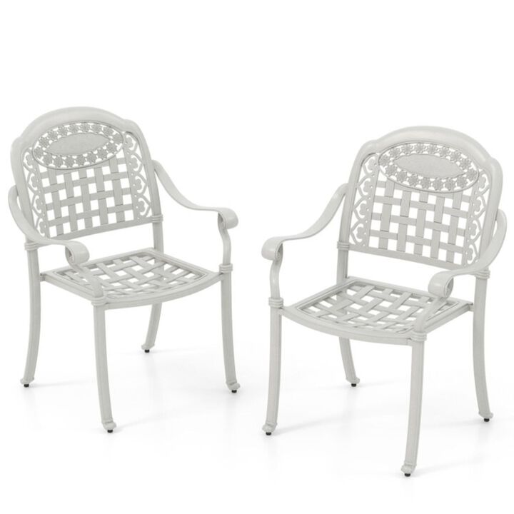 Hivvago Set of 2 Cast Aluminum Patio Chairs with Armrests