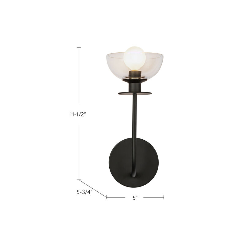 Sylvia 5-in Brushed Gold/Clear Glass 1 Light Damp-Rated Wall/Vanity Light image number 6