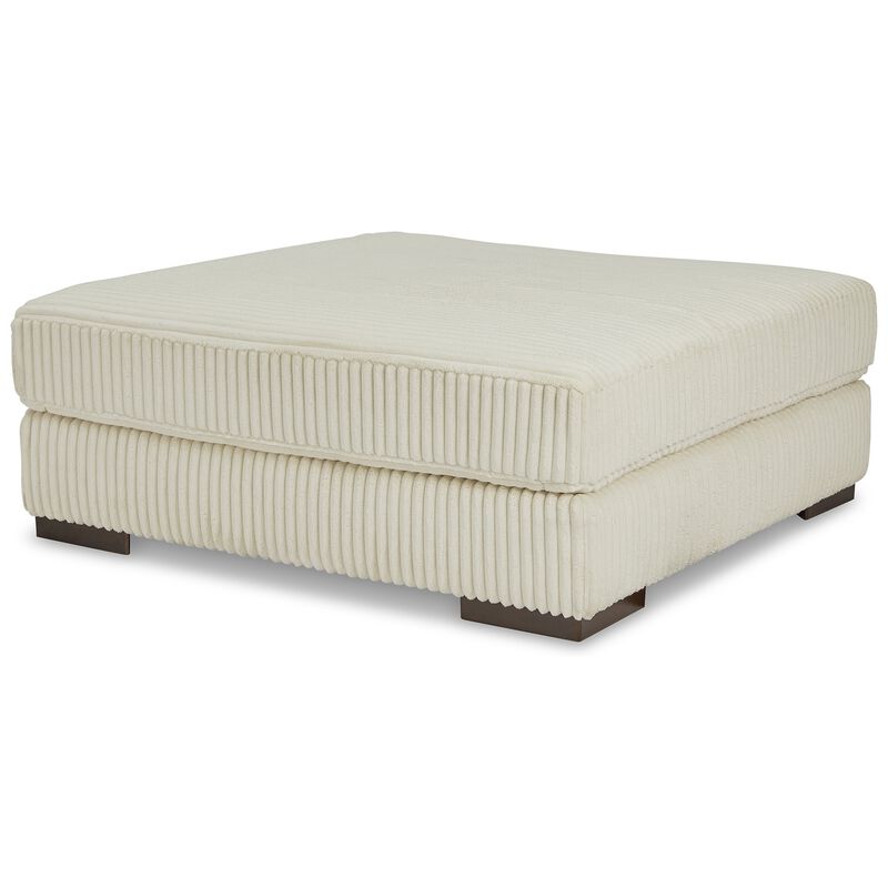Lindy Accent Ottoman, Square 51 Inch Modern Style, Ivory Polyester - Benzara