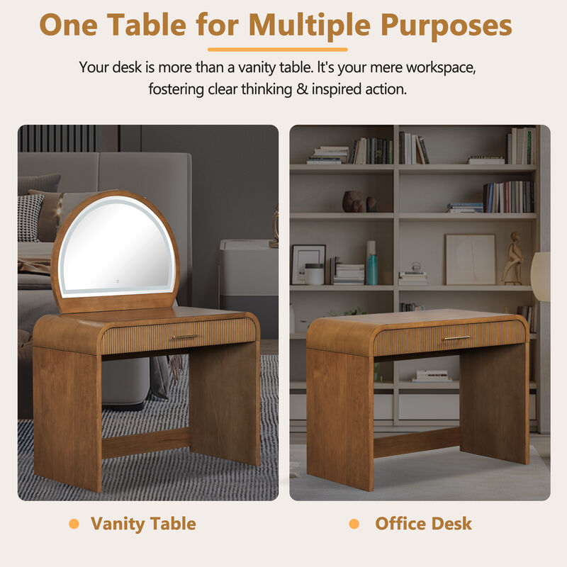 Merax Multi-Functional Curved Edge LED Makeup Vanity Table image number 6