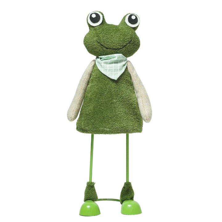 12" Green Frog with Scarf Standing Easter Spring Decoration