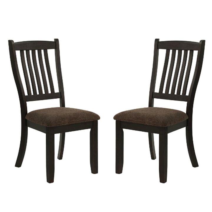 Simple Relax Dark Coffee Fabric Upholstered Side Chairs, Black(Set of 2)
